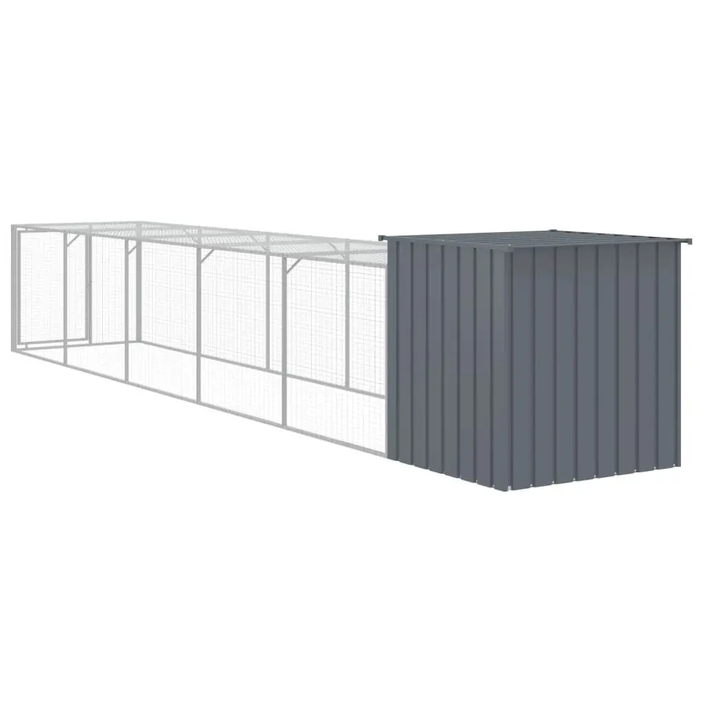 Chicken Cage Anthracite Galvanised Steel 110cm x 609cm x 110cm with Run for Small Animals