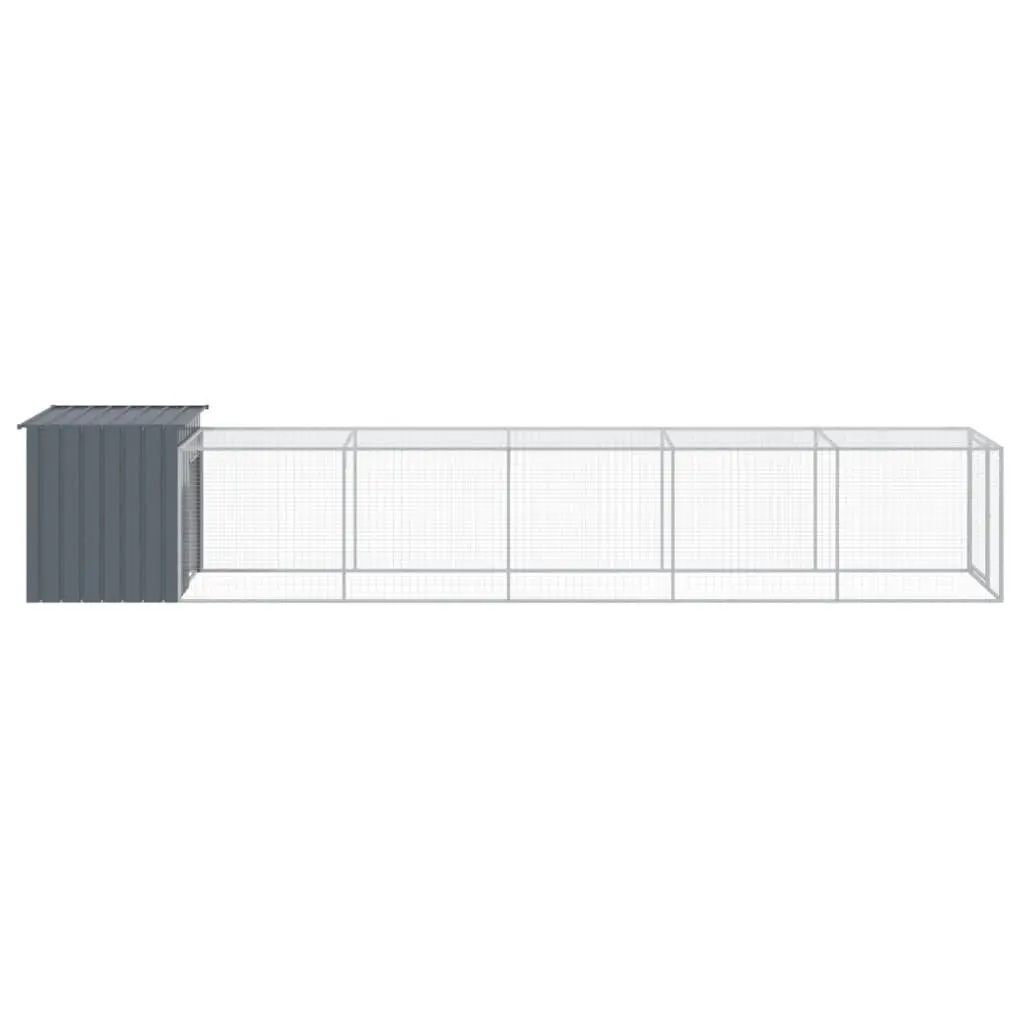 Chicken Cage Anthracite Galvanised Steel 110cm x 609cm x 110cm with Run for Small Animals