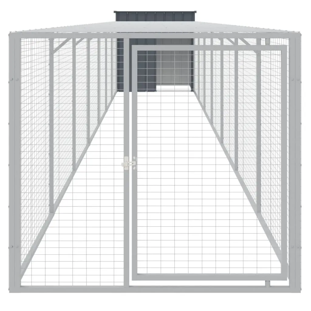 Chicken Cage Galvanised Steel Small Animal Habitat with Run Anthracite