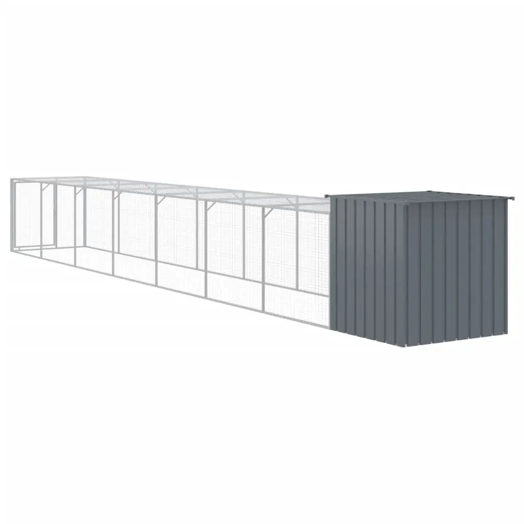 Chicken Cage Galvanised Steel Small Animal Habitat with Run Anthracite