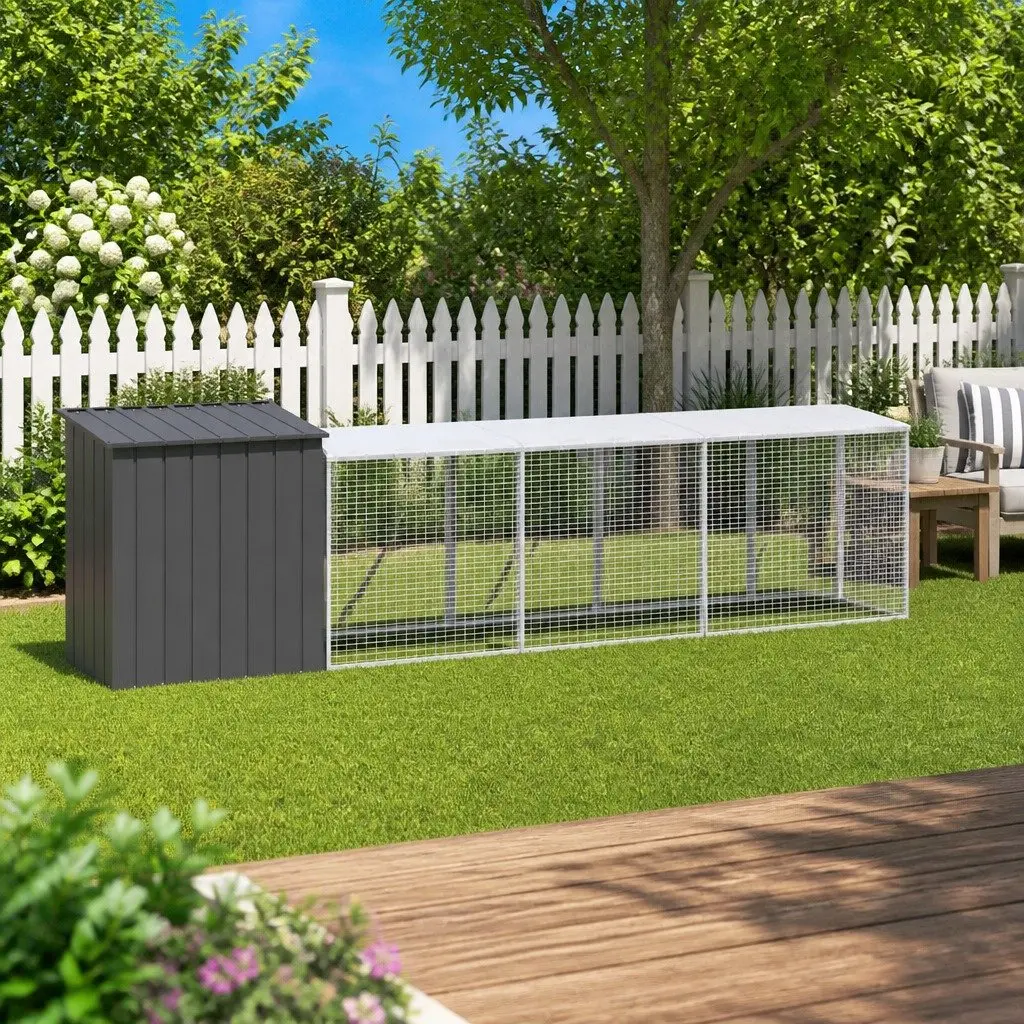 Chicken Cage with Run Galvanised Steel Small Animal Habitat Anthracite