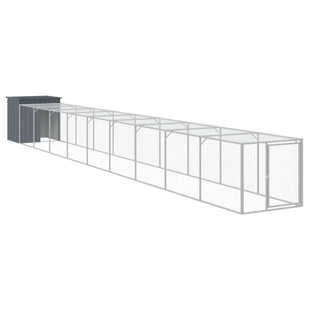 Chicken Cage with Run Galvanised Steel Small Animal Habitat Anthracite
