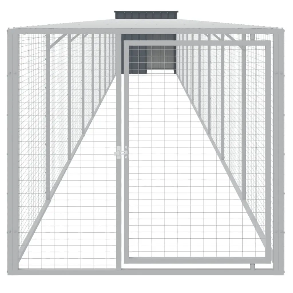 Chicken Cage with Run Galvanised Steel Small Animal Habitat Anthracite