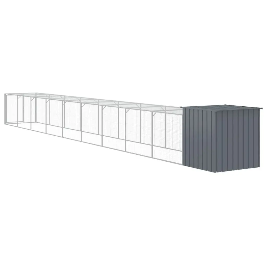 Chicken Cage with Run Galvanised Steel Small Animal Habitat Anthracite