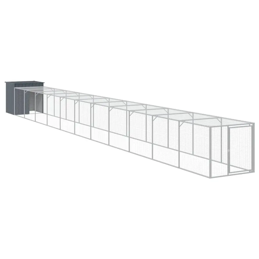 Chicken Coop Galvanised Steel Anthracite Habitat with Run for Small Animals 110x122x110cm
