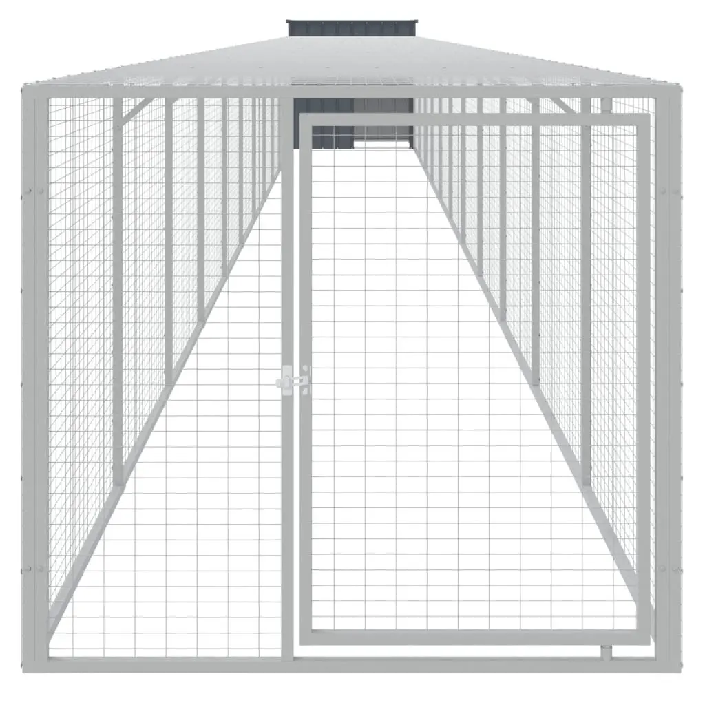 Chicken Coop Galvanised Steel Anthracite Habitat with Run for Small Animals 110x122x110cm