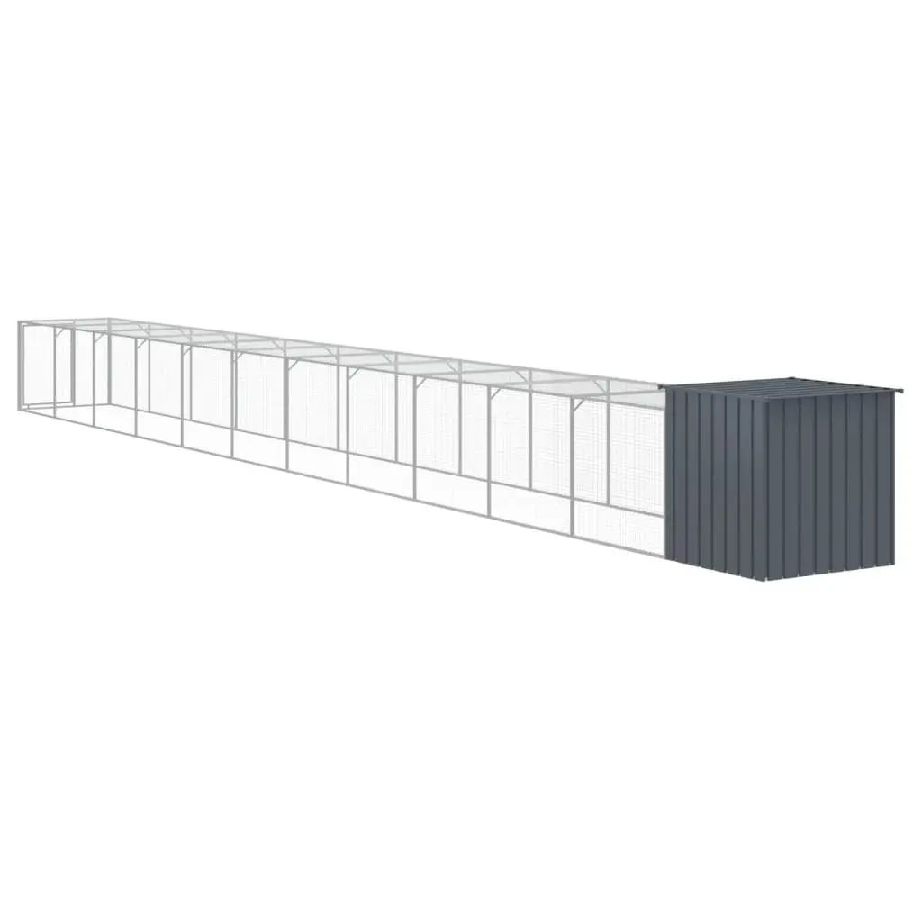Chicken Coop Galvanised Steel Anthracite Habitat with Run for Small Animals 110x122x110cm