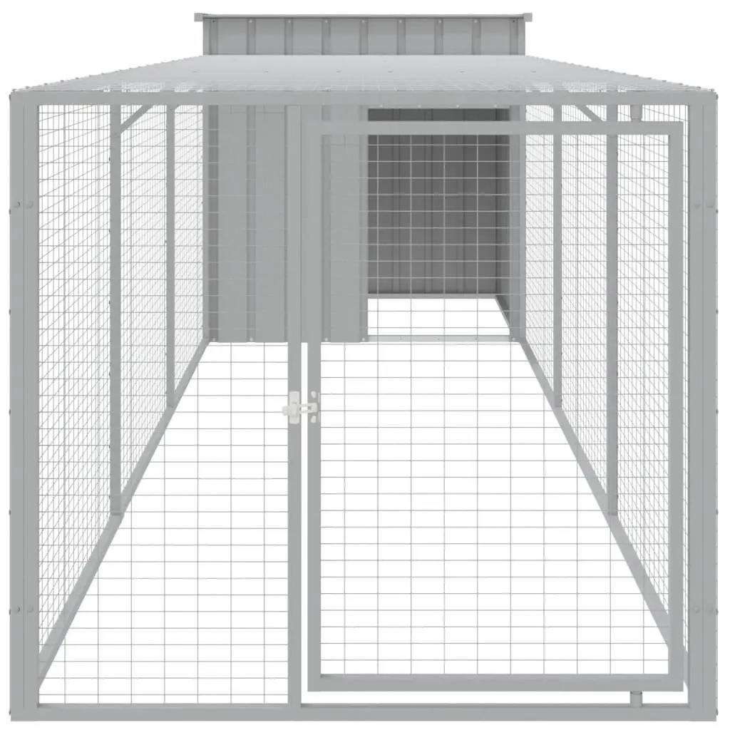 Chicken Habitat Run Small Animal Cage Light Grey Galvanised Steel 110x405x110cm