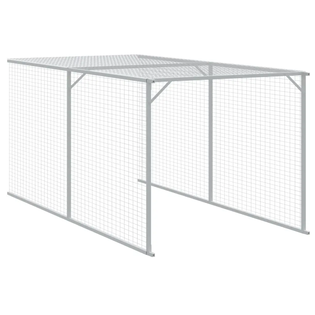Chicken Habitat Run Small Animal Cage Light Grey Galvanised Steel 110x405x110cm