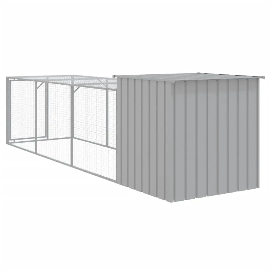 Chicken Habitat Run Small Animal Cage Light Grey Galvanised Steel 110x405x110cm
