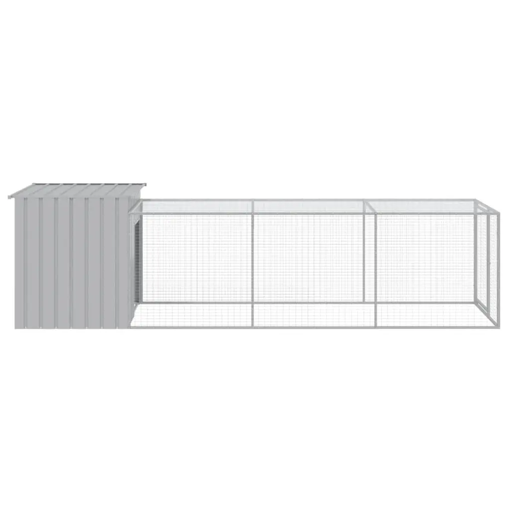 Chicken Habitat Run Small Animal Cage Light Grey Galvanised Steel 110x405x110cm