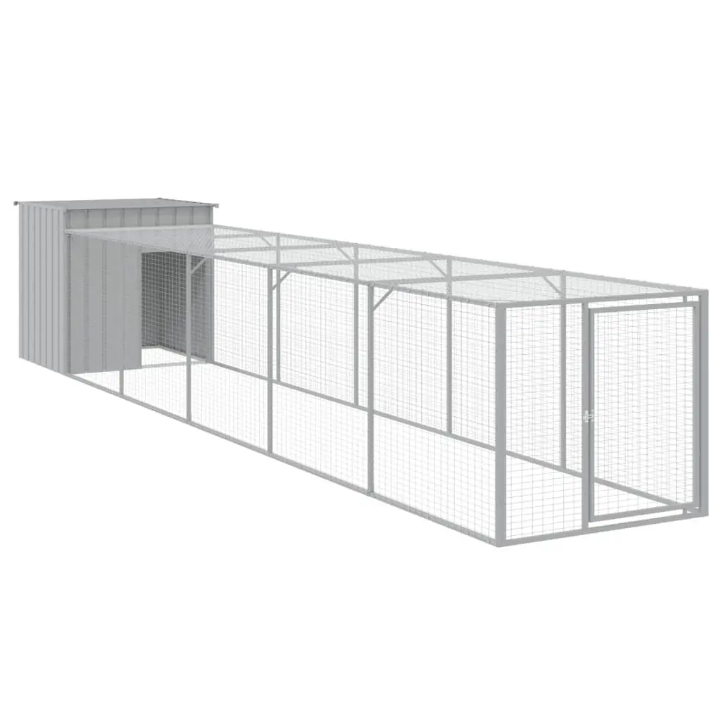Chicken Habitat Light Grey Galvanised Steel Cage with Run for Small Animals