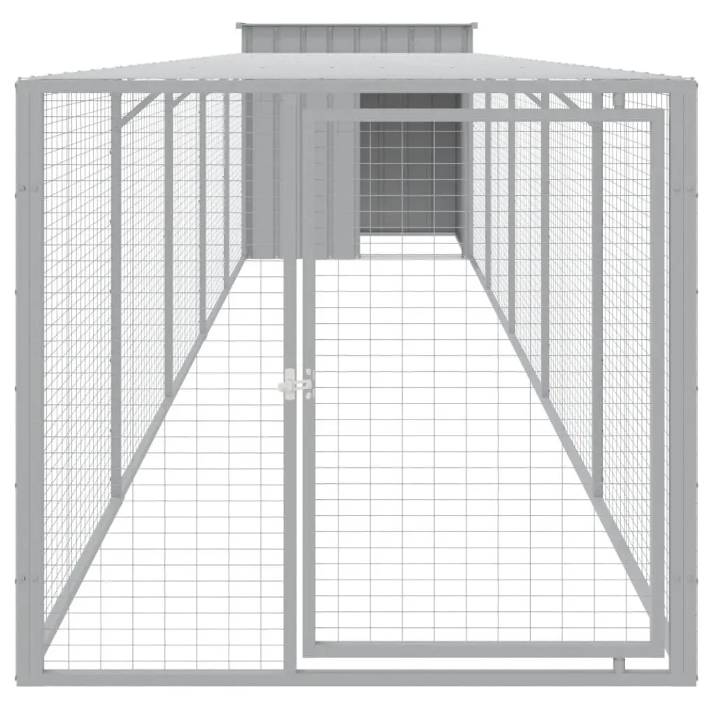 Chicken Habitat Light Grey Galvanised Steel Cage with Run for Small Animals