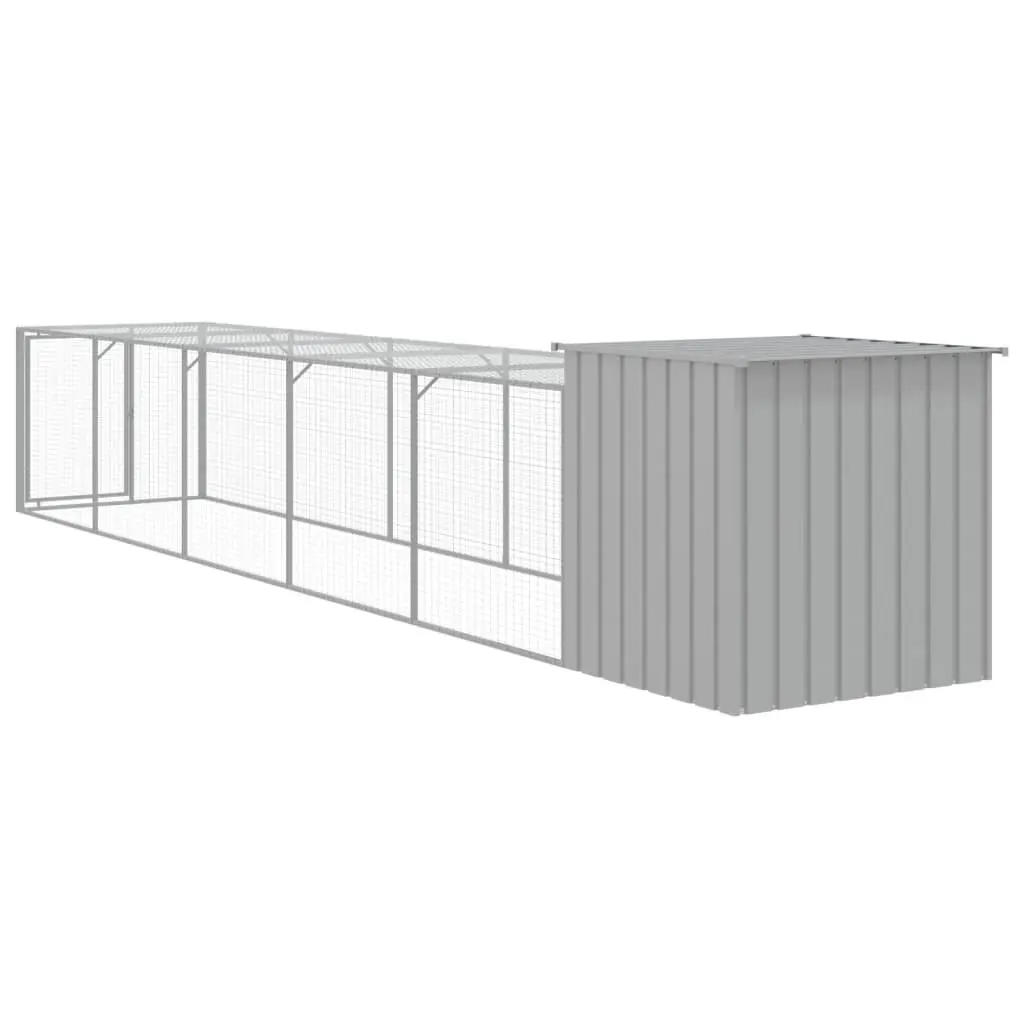 Chicken Habitat Light Grey Galvanised Steel Cage with Run for Small Animals