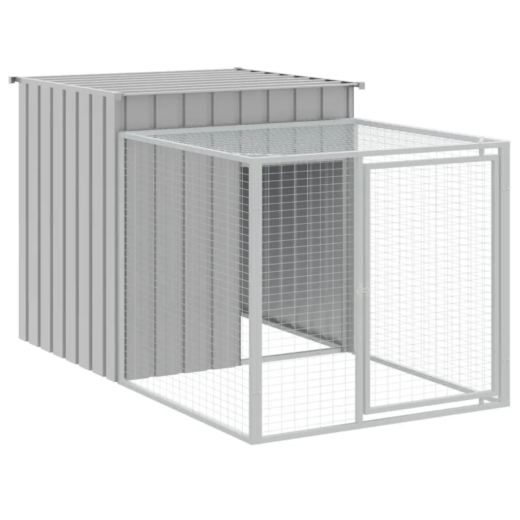 Chicken Coop with Run Galvanised Steel Grey 110x813x110cm