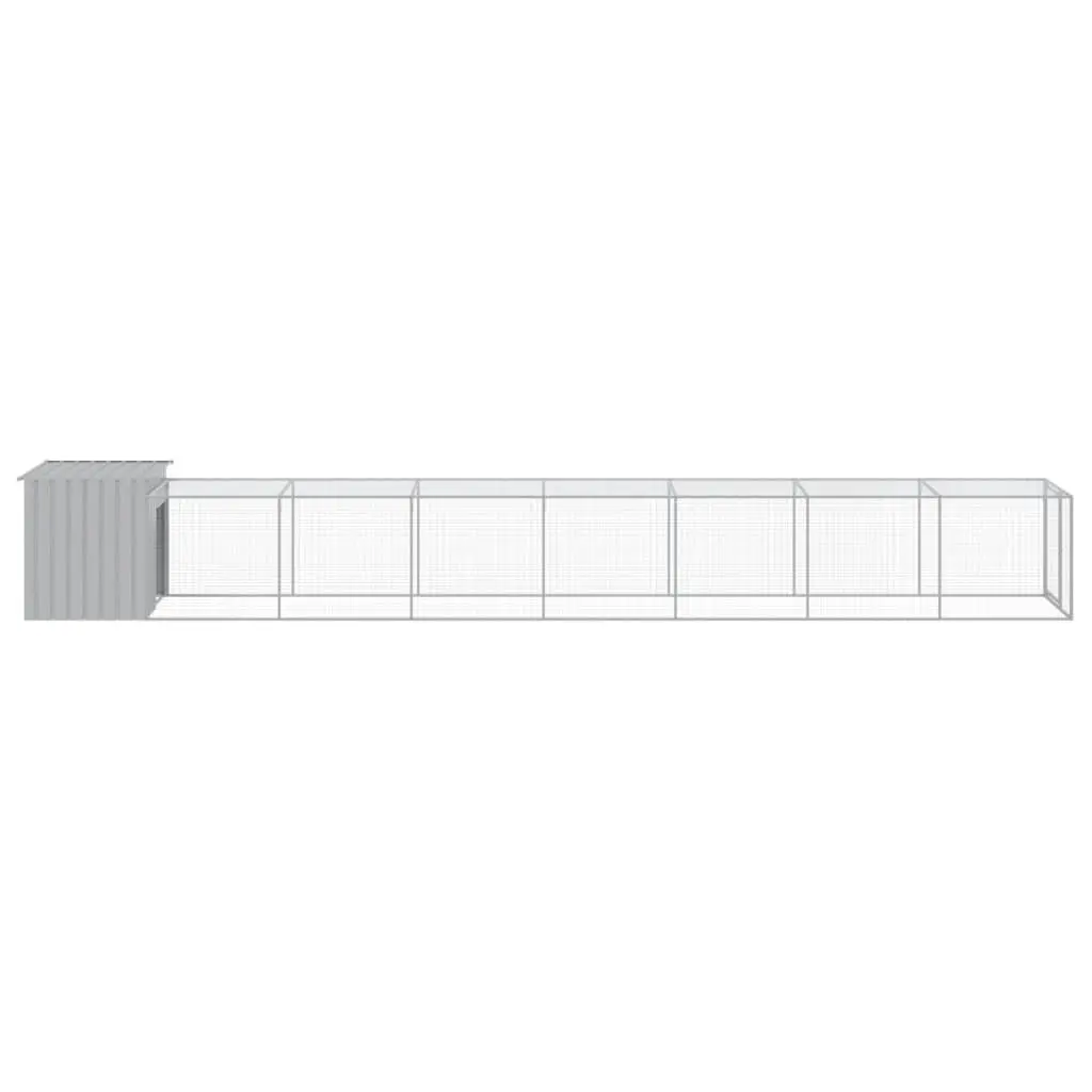 Chicken Coop with Run Galvanised Steel Grey 110x813x110cm
