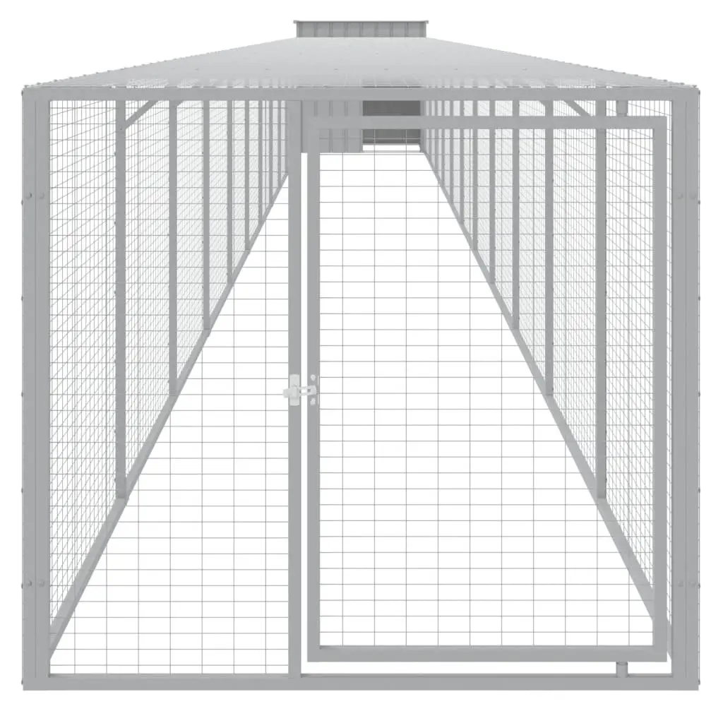 Chicken Cage with Run Galvanised Steel 110x122x110 cm Grey