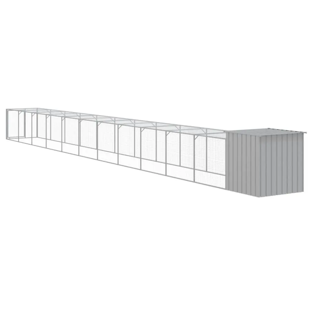 Chicken Cage with Run Galvanised Steel 110x122x110 cm Grey