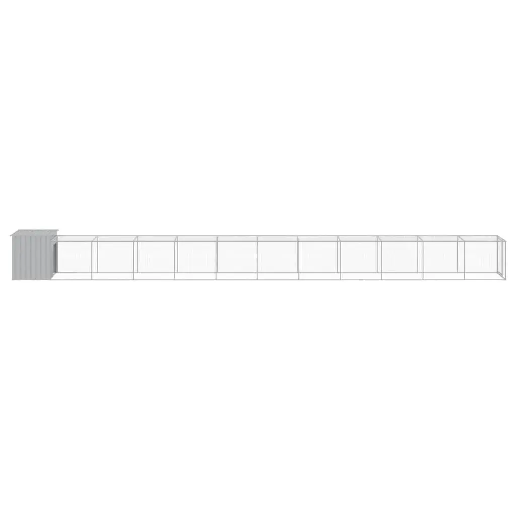 Chicken Cage with Run Galvanised Steel 110x122x110 cm Grey