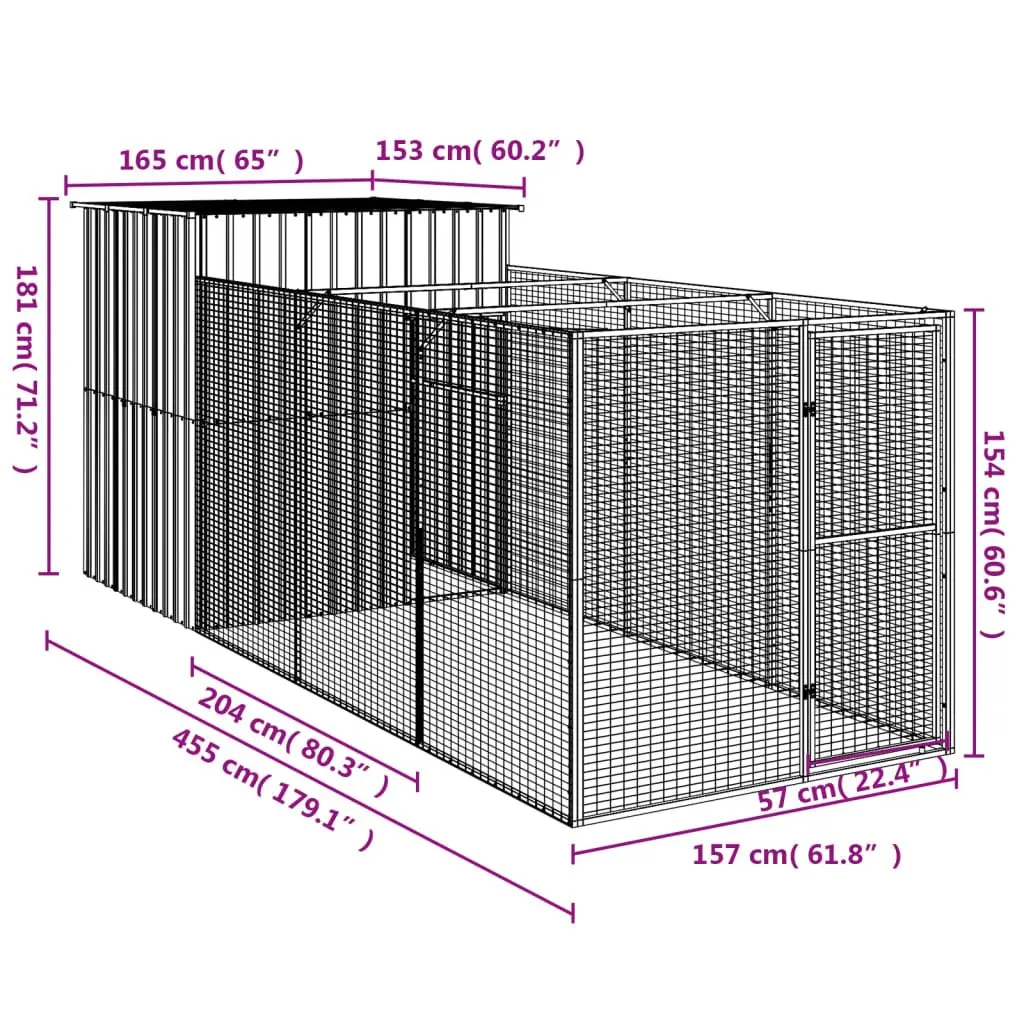 Dog House with Extended Run for Outdoor Use