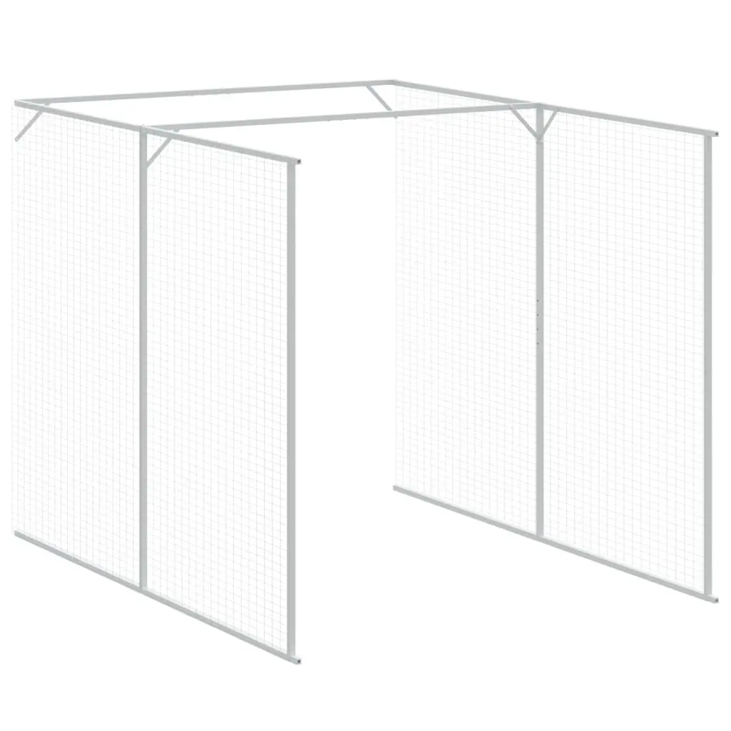 Dog House with Run Anthracite Galvanised Steel Large Outdoor Pet Kennel