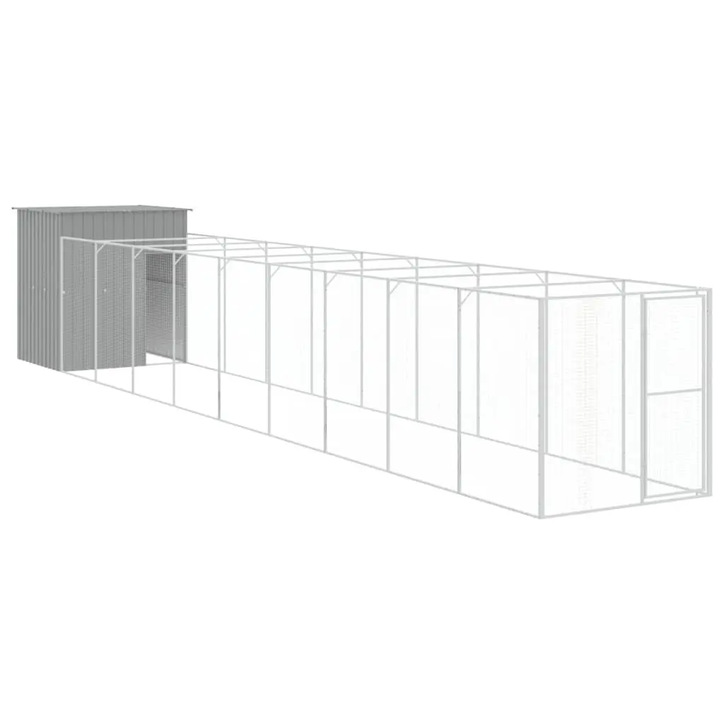 Dog House with Run Enclosure Mesh Galvanised Steel Pet Puppy Outdoor Kennel