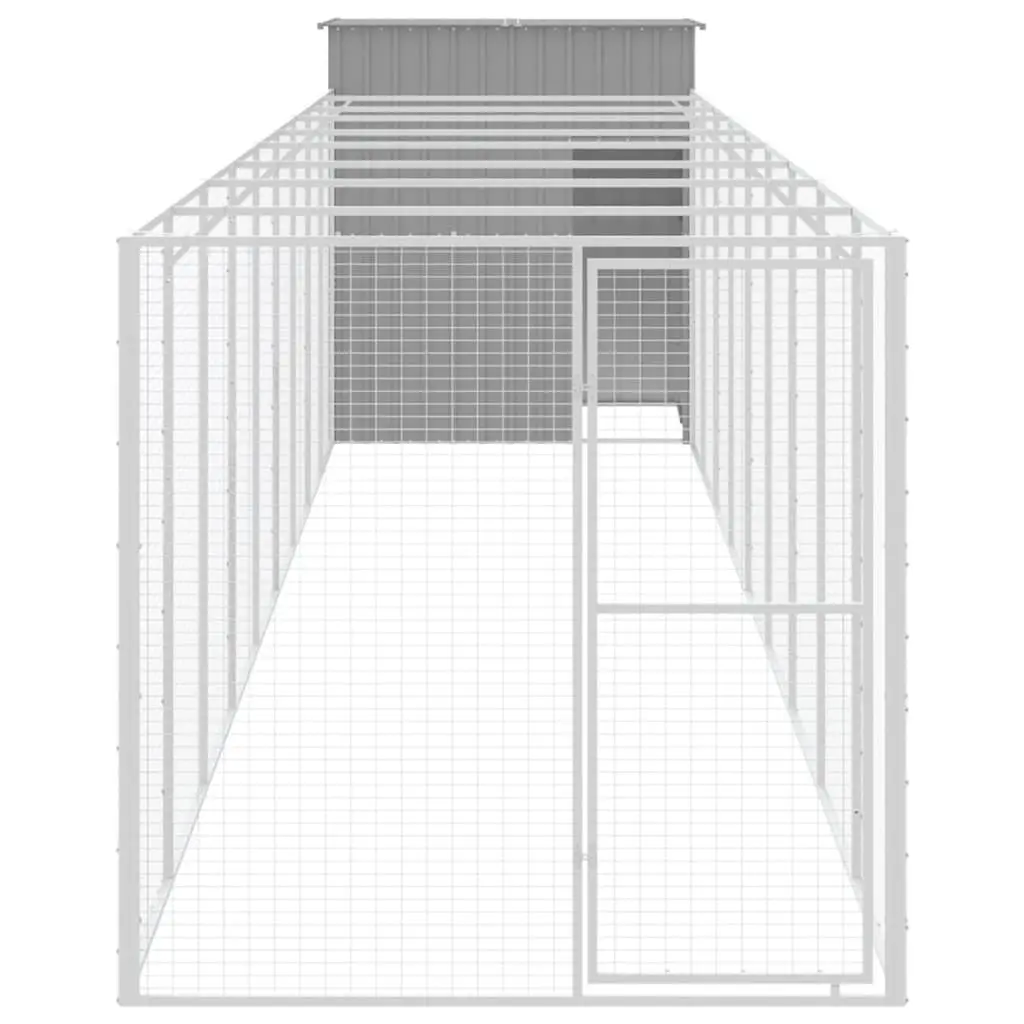 Dog House with Run Enclosure Mesh Galvanised Steel Pet Puppy Outdoor Kennel