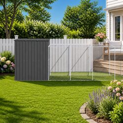 Practical Outdoor Dog House with Run in Anthracite
