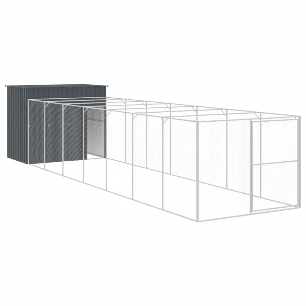 Outdoor Dog House with Run in Anthracite