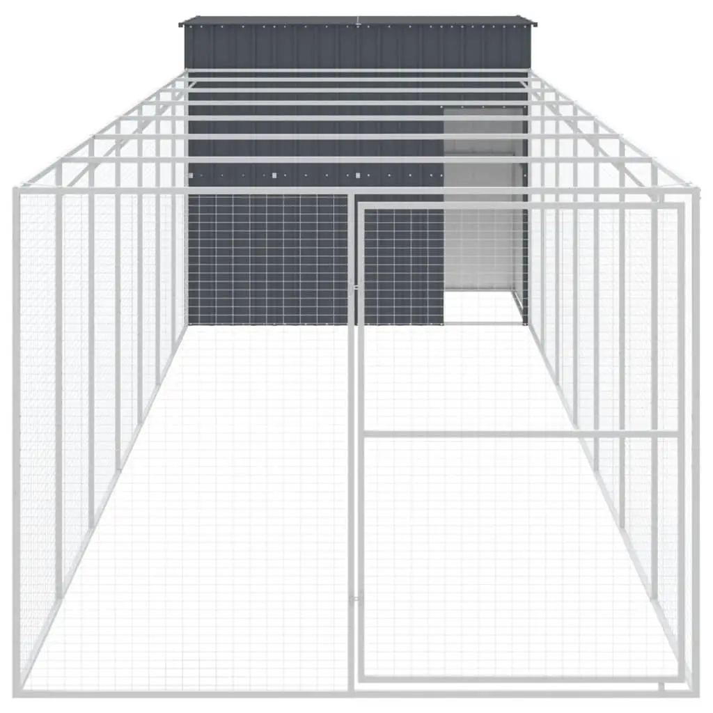 Outdoor Dog House with Run in Anthracite