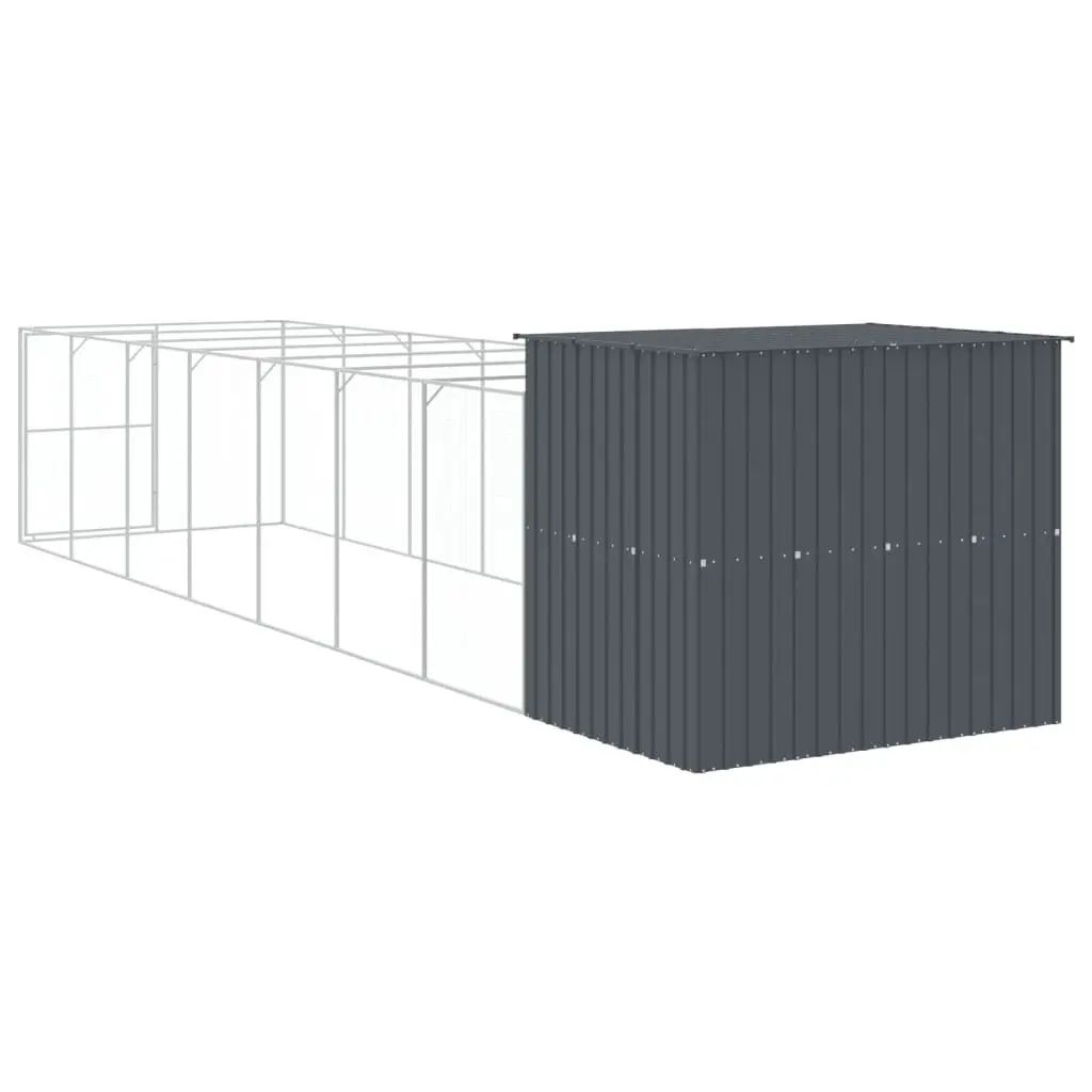 Outdoor Dog House with Run in Anthracite