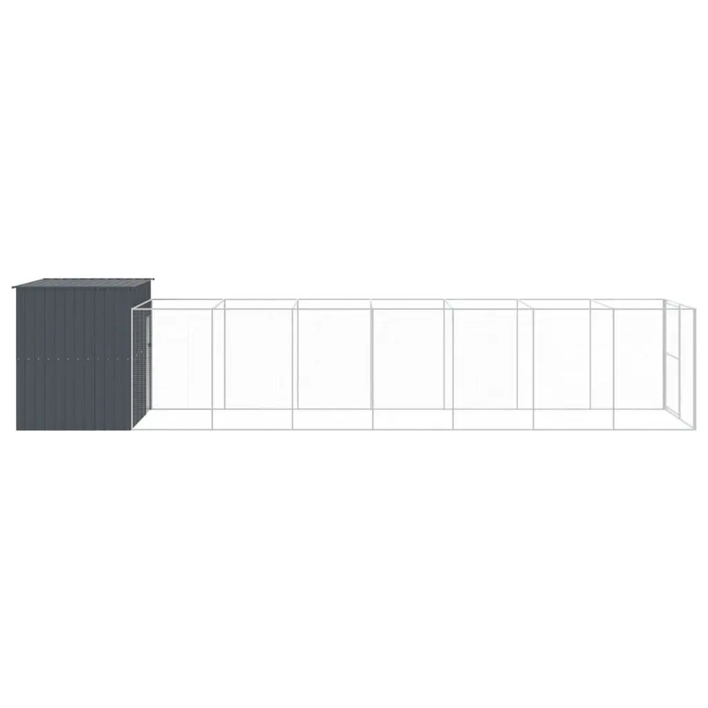 Outdoor Dog House with Run in Anthracite