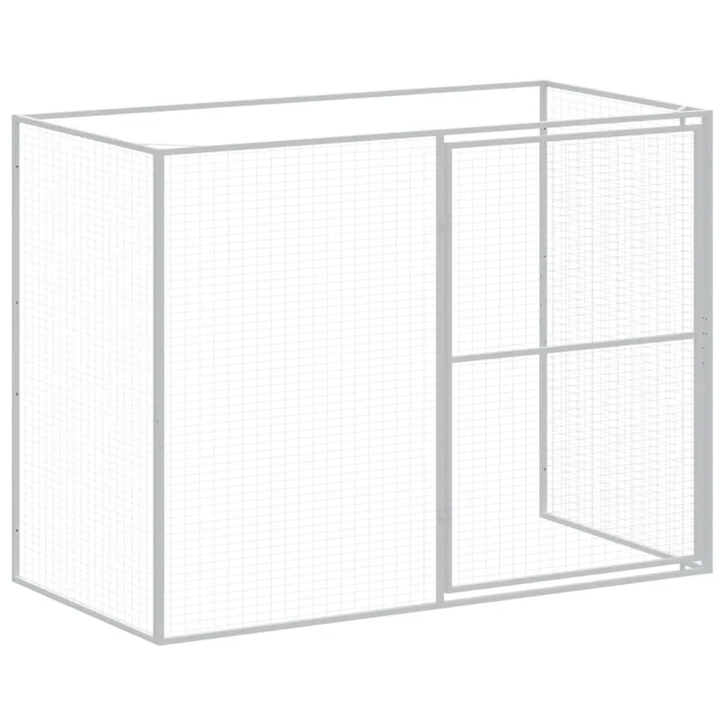 Dog House with Run Galvanised Steel Outdoor Shelter Anthracite 214 x 127 x 181 cm