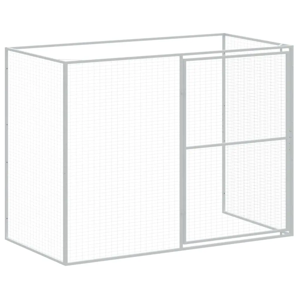 Dog Kennel Outdoor Shelter with Run Galvanised Steel Light Grey Size Suitable for Play and Rest