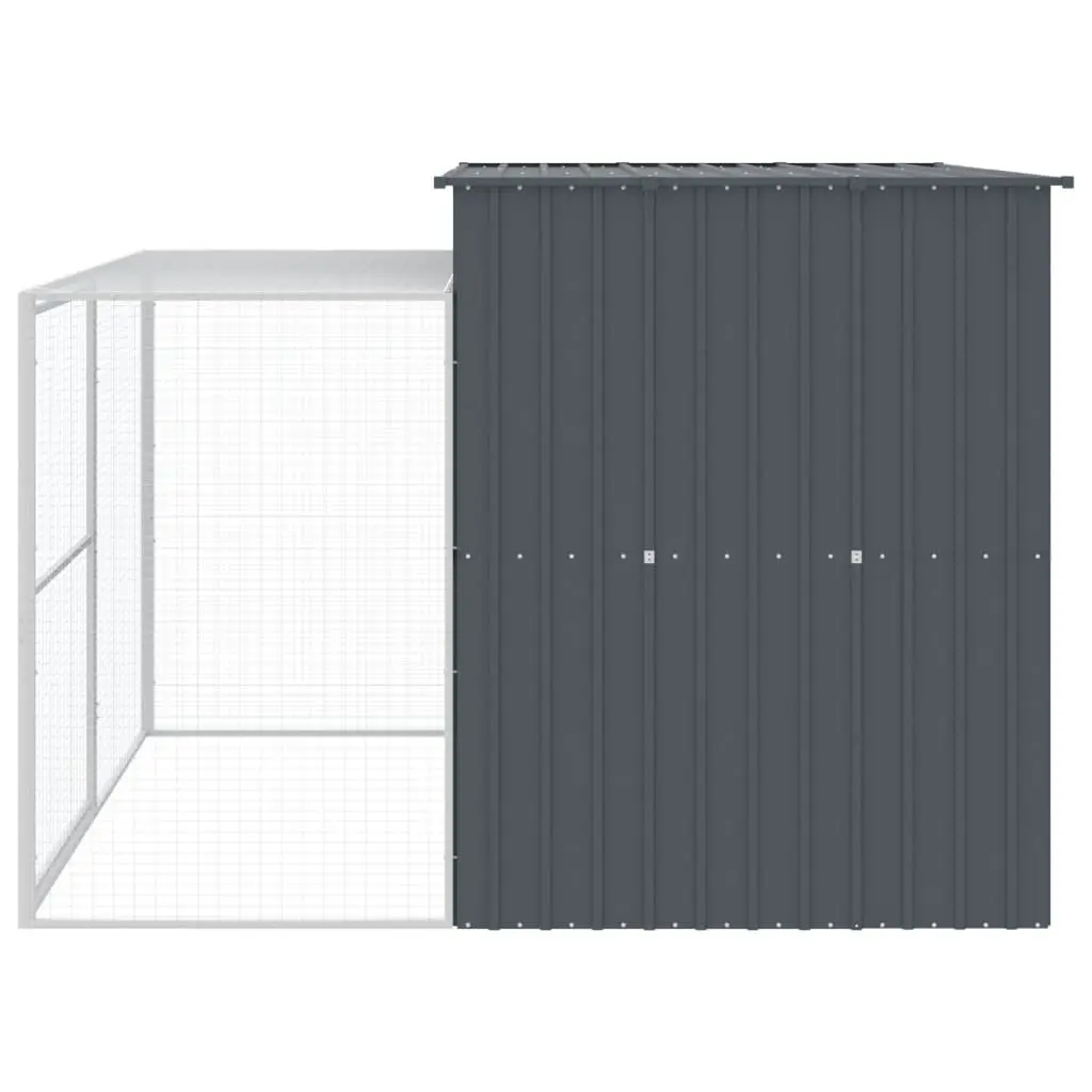 Dog House with Run Galvanised Steel Outdoor 214 x 253 x 181 cm Anthracite