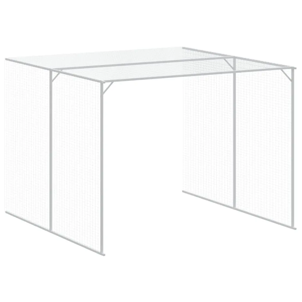 Dog House with Run Anthracite Galvanised Steel Outdoor Pet Kennel Cage Enclosure