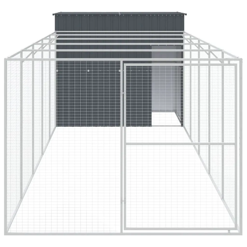 Dog House Galvanised Steel Large Anthracite Outdoor Kennel with Run