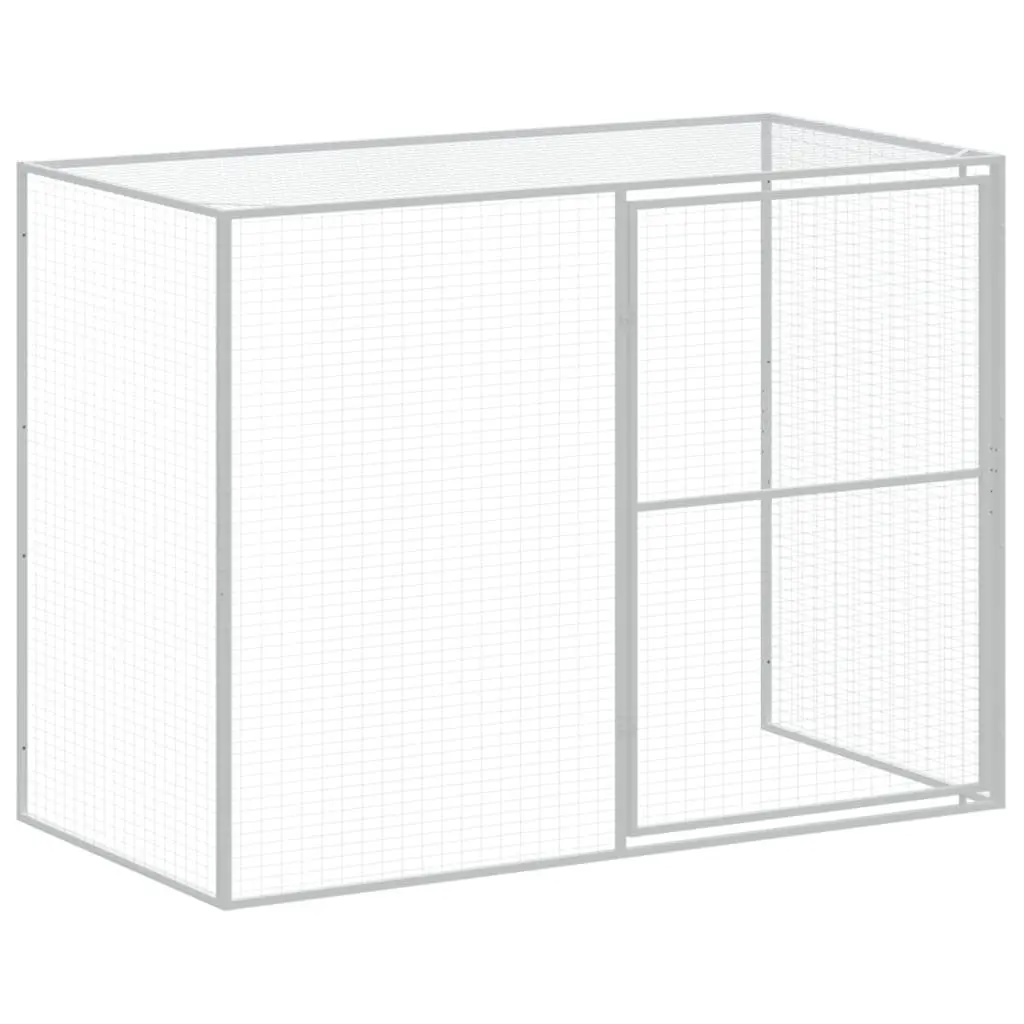 Dog House with Run Anthracite Galvanised Steel Outdoor Pet Kennel Enclosure