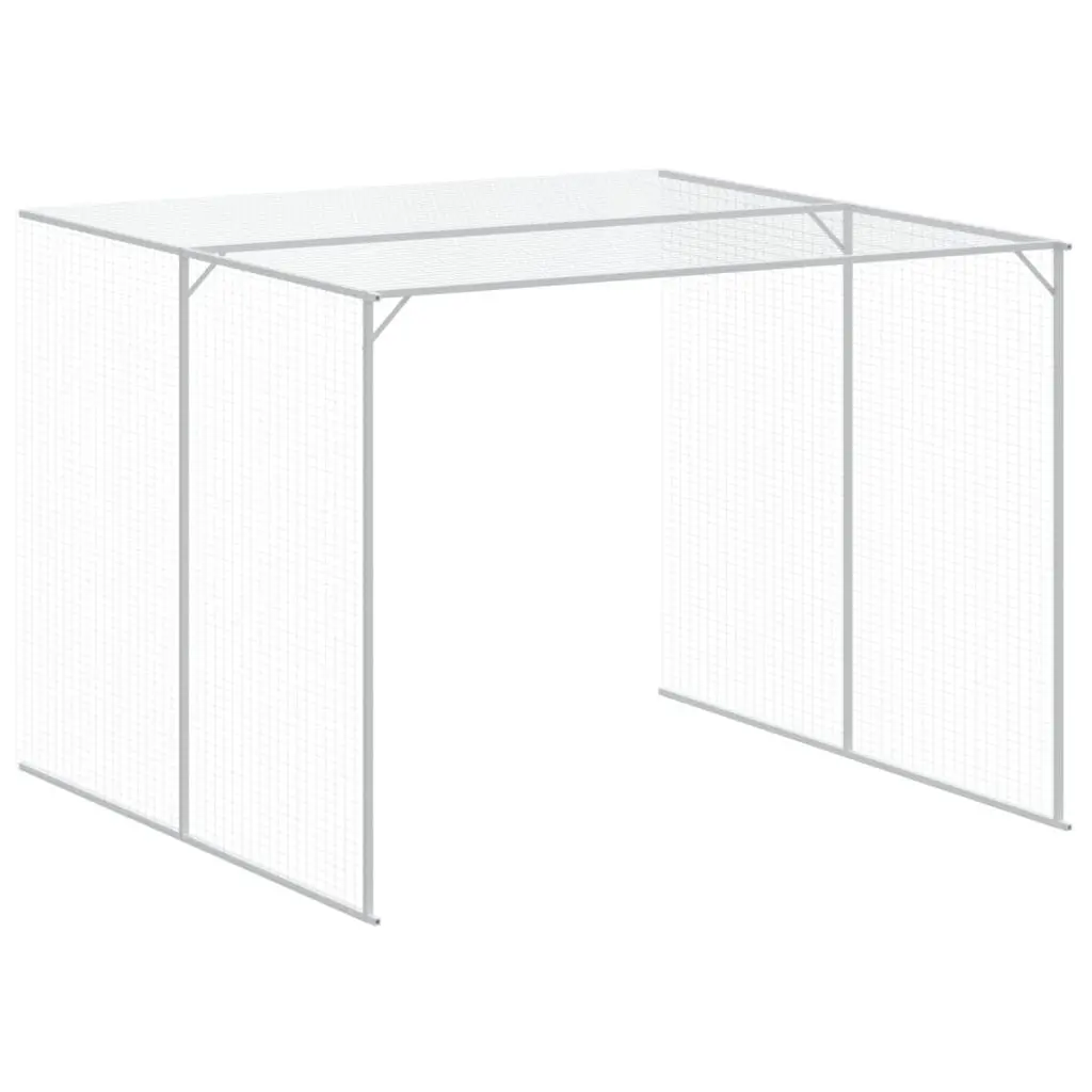 Dog House with Run Anthracite Galvanised Steel Outdoor Pet Kennel Cage Enclosure