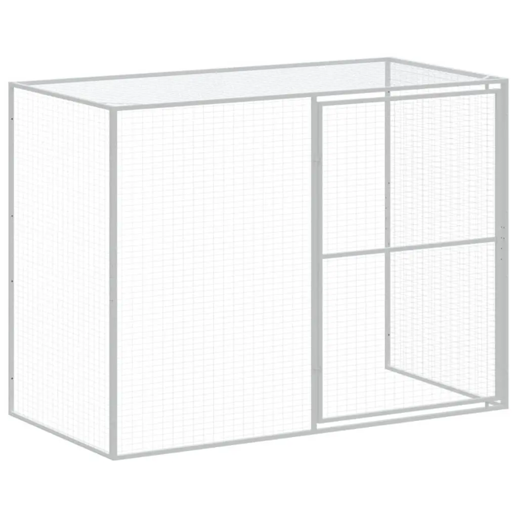 Dog House with Run Anthracite Galvanised Steel Large Outdoor Pet Kennel