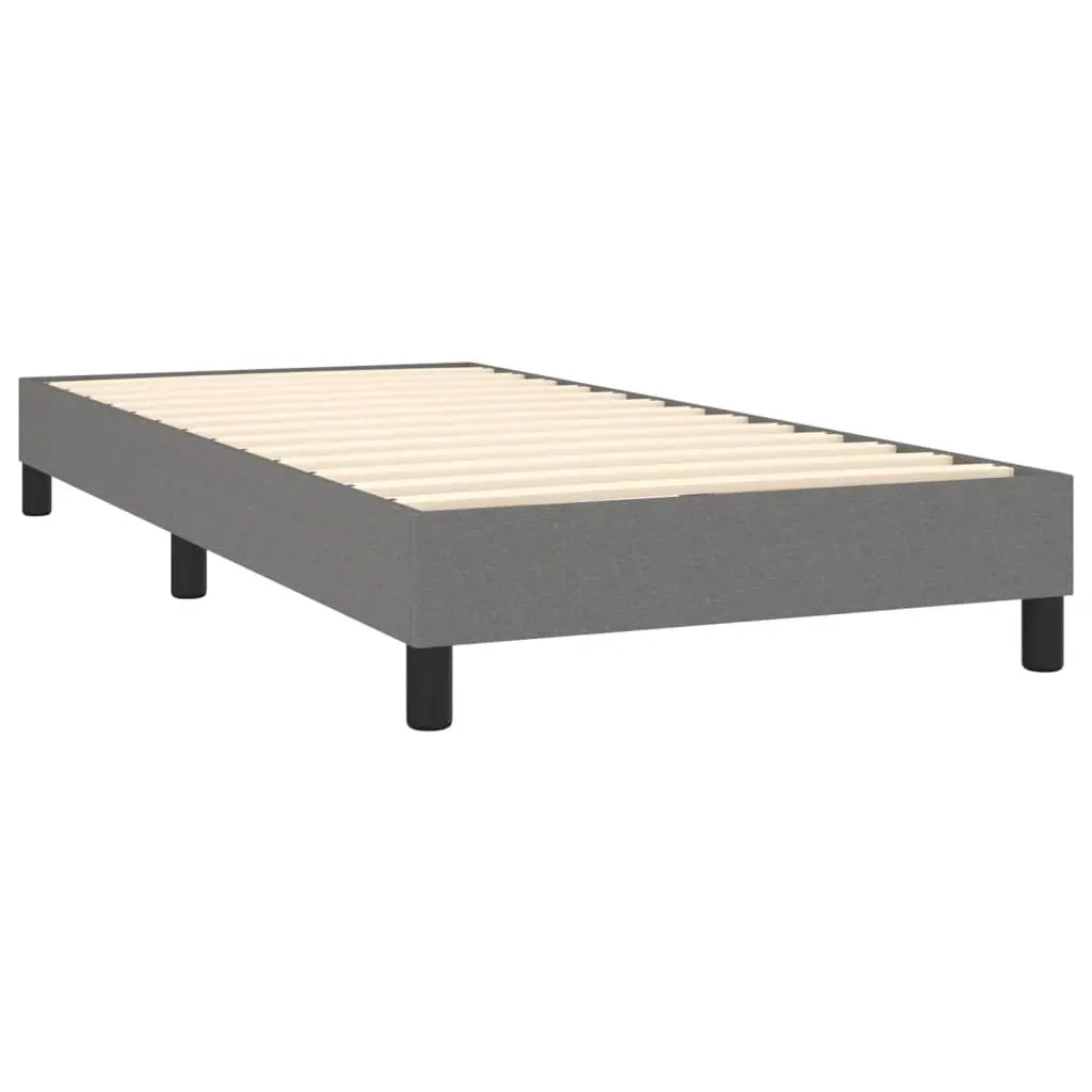 Box Spring Bed Frame Fabric Upholstered King Single Grey