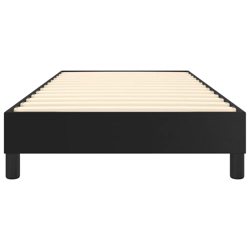 King Single Bed Frame Black Faux Leather Upholstered Platform Construction with Plywood Slats