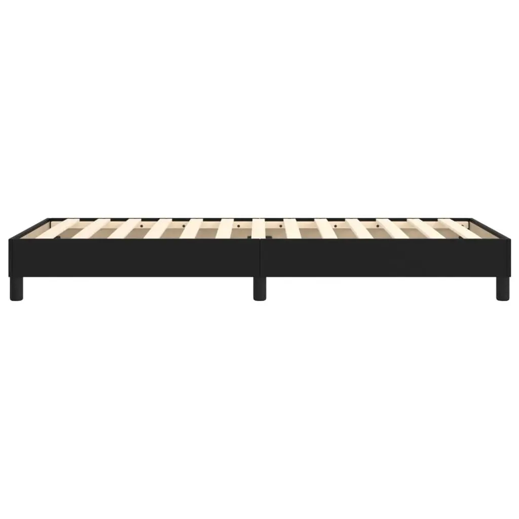 King Single Bed Frame Black Faux Leather Upholstered Platform Construction with Plywood Slats