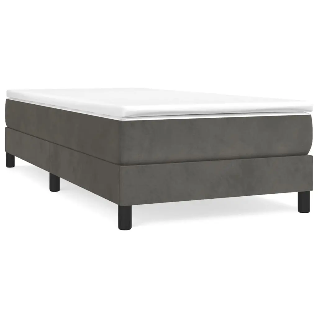 Box Spring Bed Frame Velvet Upholstered King Single Grey Plywood Slats
