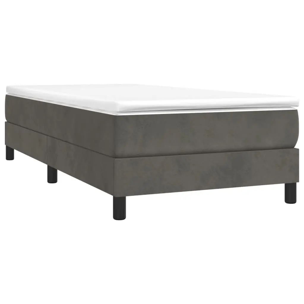 Box Spring Bed Frame Velvet Upholstered King Single Grey Plywood Slats