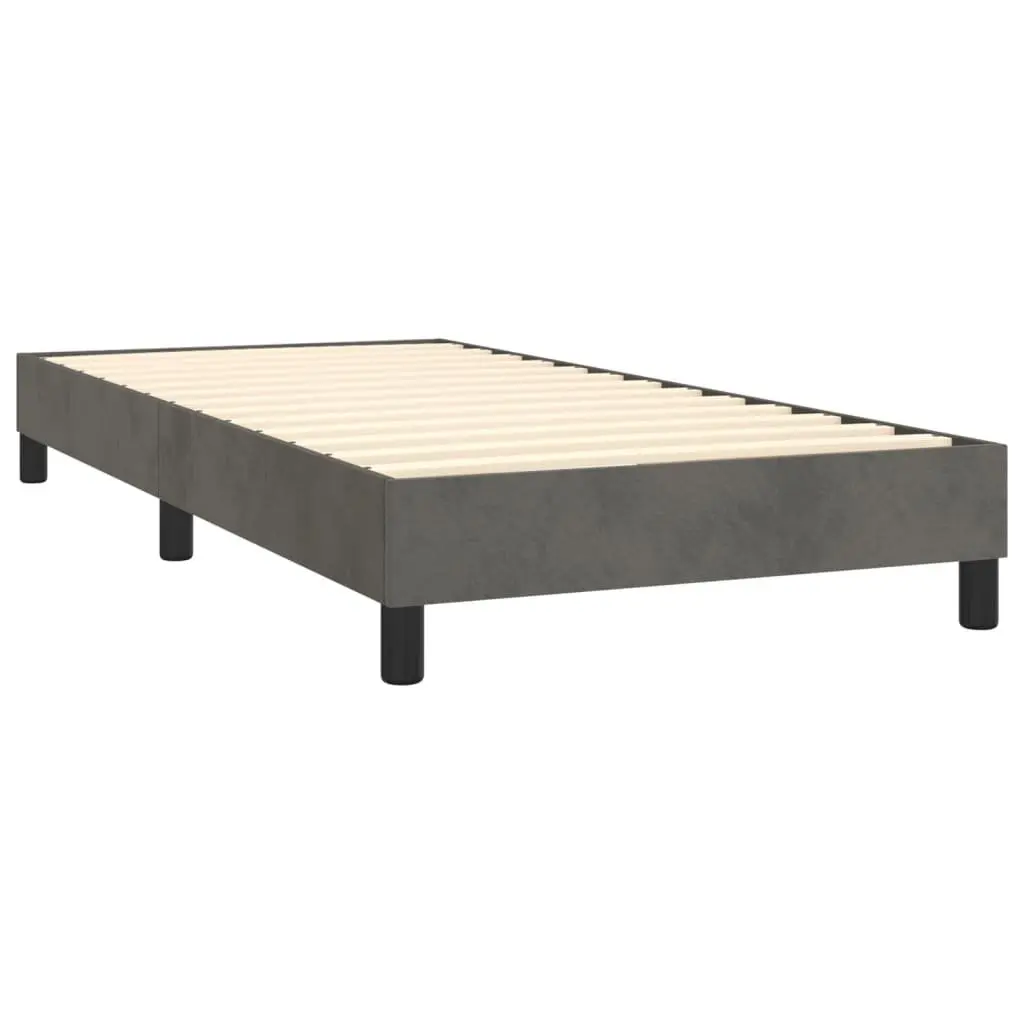 Box Spring Bed Frame Velvet Upholstered King Single Grey Plywood Slats