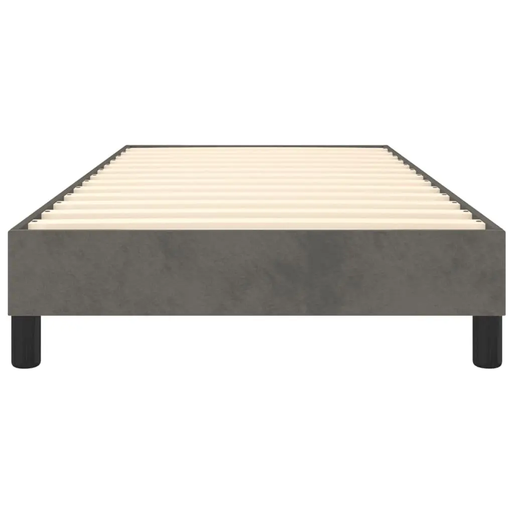 Box Spring Bed Frame Velvet Upholstered King Single Grey Plywood Slats