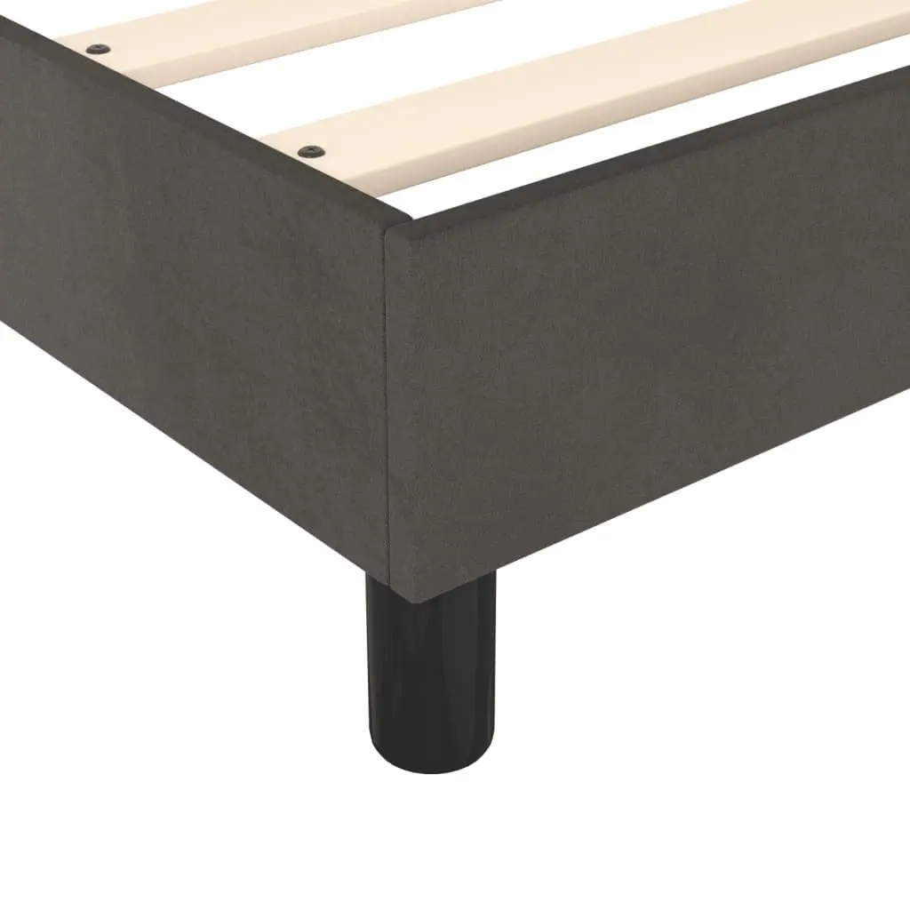 Box Spring Bed Frame Velvet Upholstered King Single Grey Plywood Slats