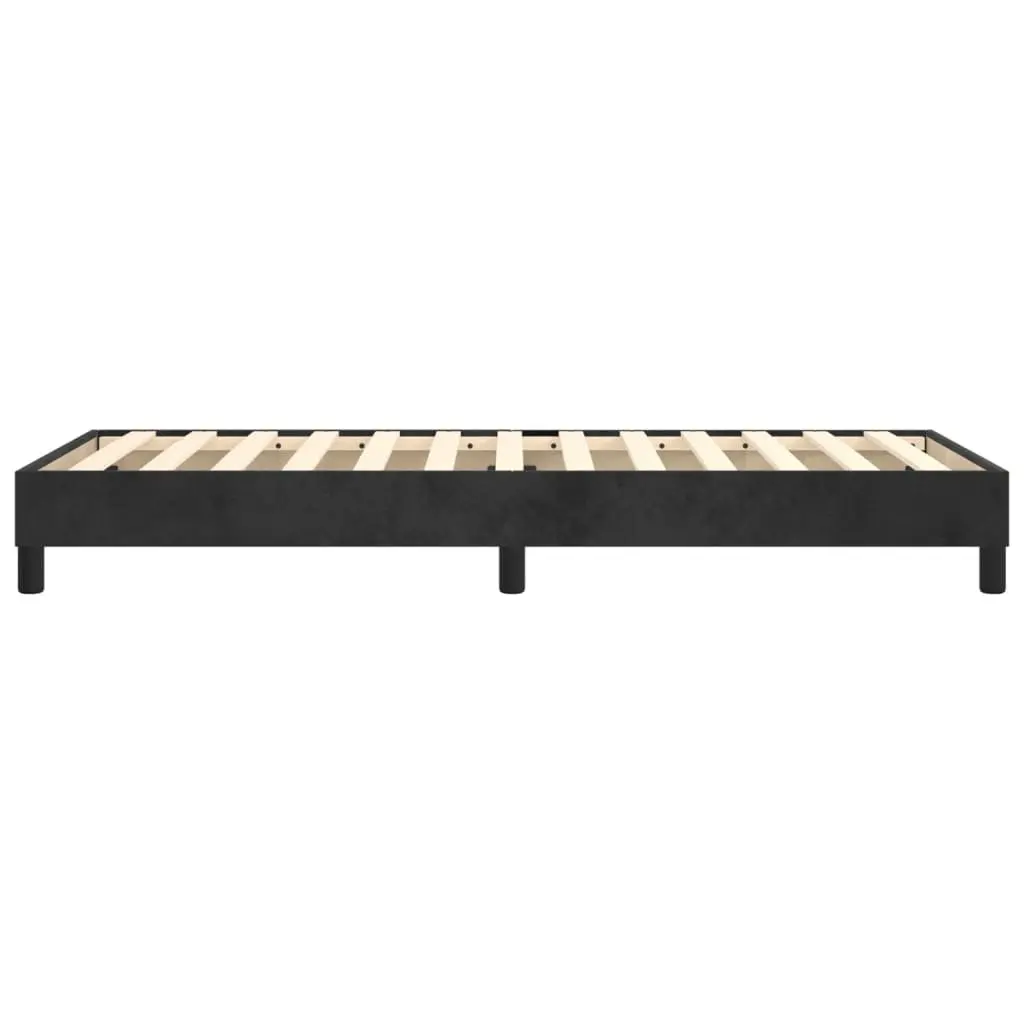 King Single Bed Frame Black Velvet Upholstered Plywood Slats Supportive Legs