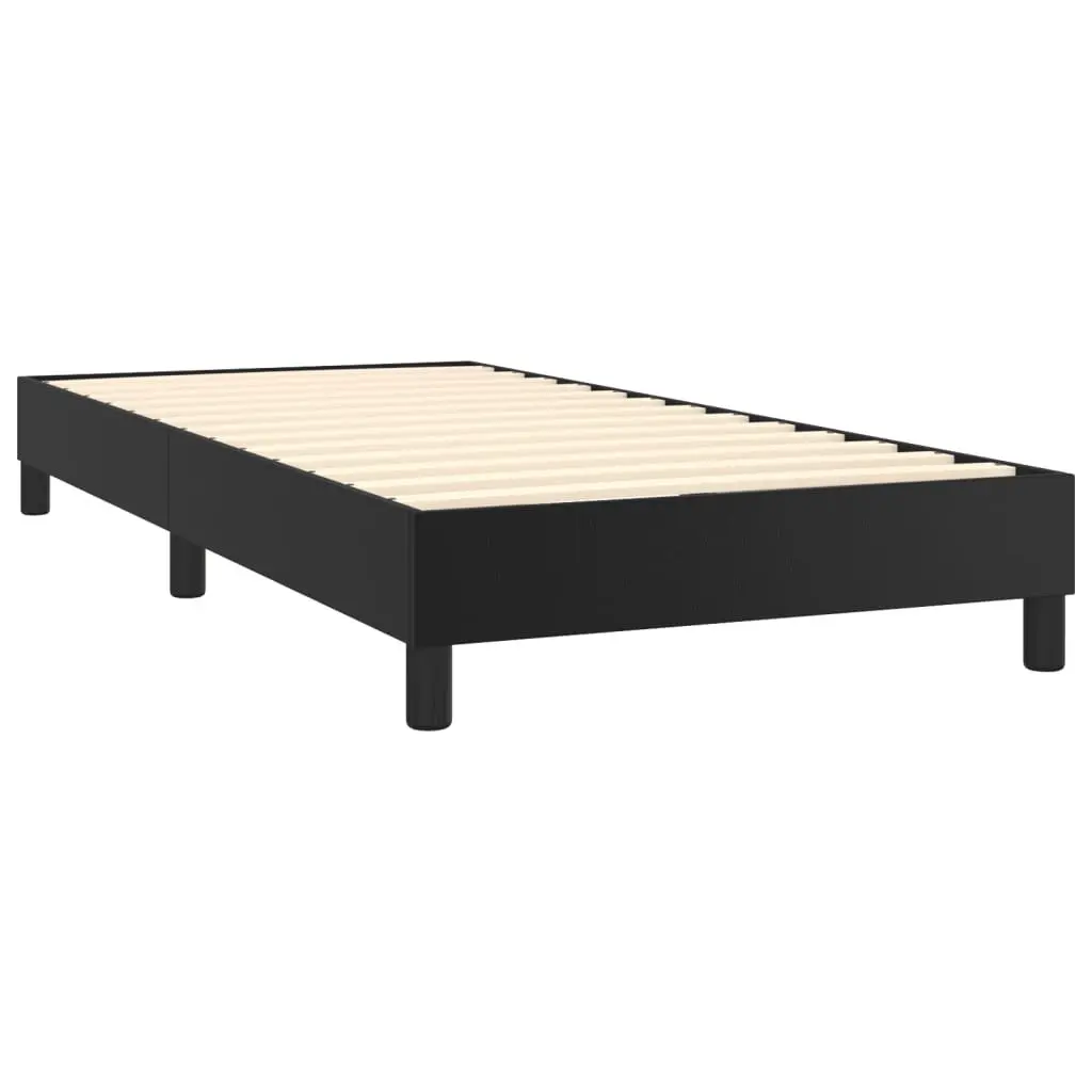 Box Spring Bed Black Faux Leather Frame Pocket Spring Mattress 100x200cm